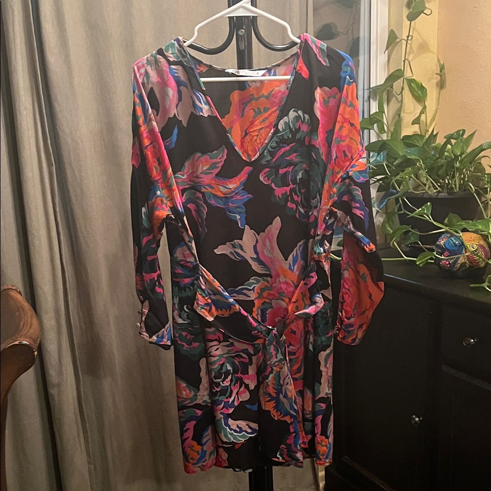 Zara Multicolor Floral Long Sleeve Dress
